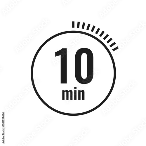 10 Minute Timer Icon Minimalist Black and White Vector