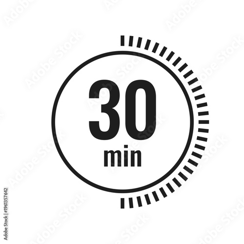 30 Minutes Timer Icon Vector for Time Management