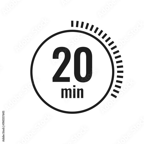 20 Minutes Timer Icon Vector Countdown Symbol