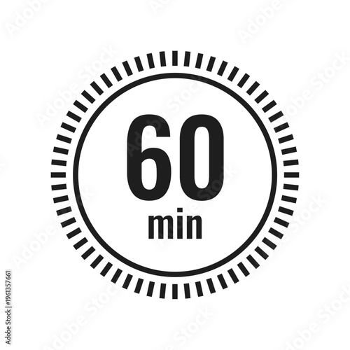 60 Minutes Timer Icon One Hour Countdown Symbol