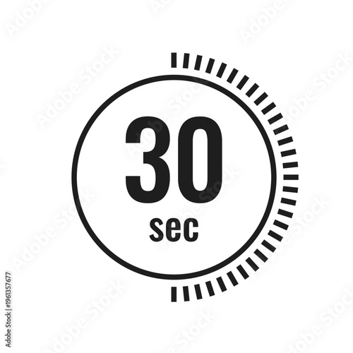 30 Seconds Timer Icon Minimalist Countdown Clock Vector