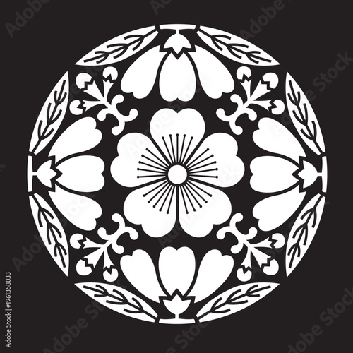 日本の伝統的な家紋「桜紋」のイラストベクターデータ