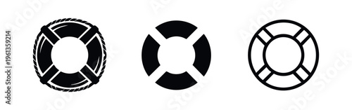 Lifebuoy and Life Preserver Icons Set - Safety and Rescue at Sea