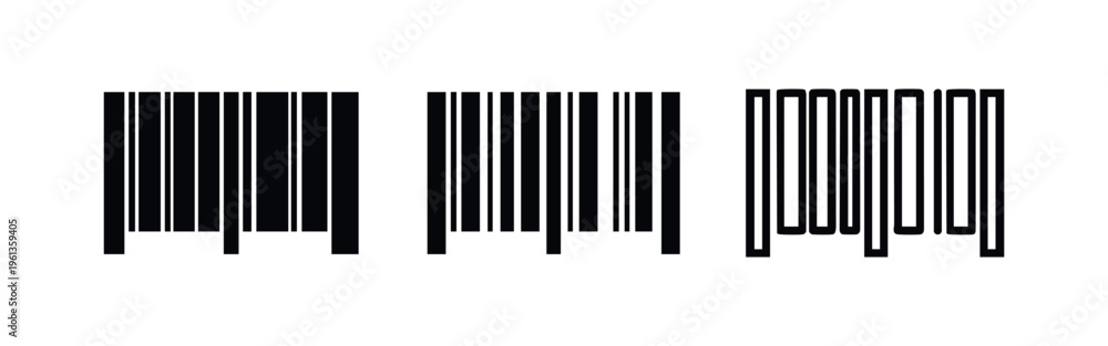 Obraz premium Barcode Icons Collection - Product Identification and Retail Scanner Symbols in Various Styles