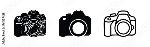 Camera Icon Set. Photography and digital photo camera symbols for media and creative content.