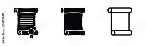 Ancient scroll and parchment icons, ideal for historical documents, certificates, and old paper concepts.