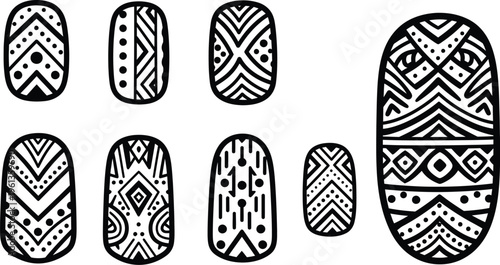Unique nail art designs with geometric patterns and shapes for inspiration