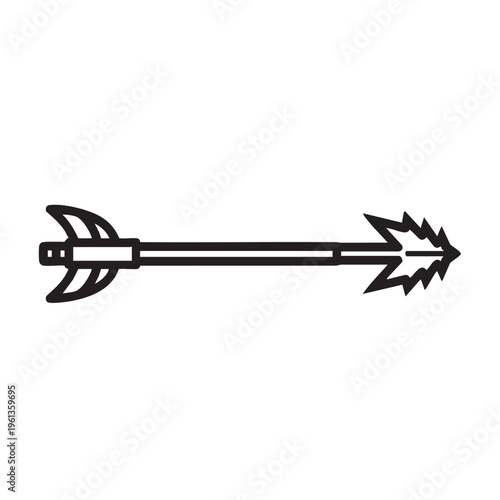 A clear vector illustration of a sharp harpoon outline with a pointed tip.