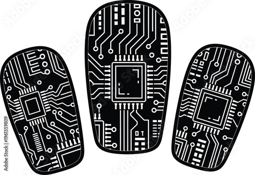 Circuit board nails design electronic nail art with motherboard patterns