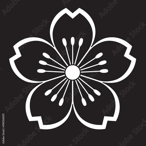 日本の伝統的な家紋「桜紋」のイラストベクターデータ