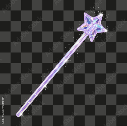 Iridescent magical wand sparkling with ethereal light a fairy tale dreamlike illustration