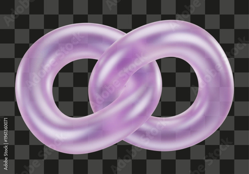 Glossy inflated purple infinity shape rendered with smooth volumetric qualities and soft light reflections