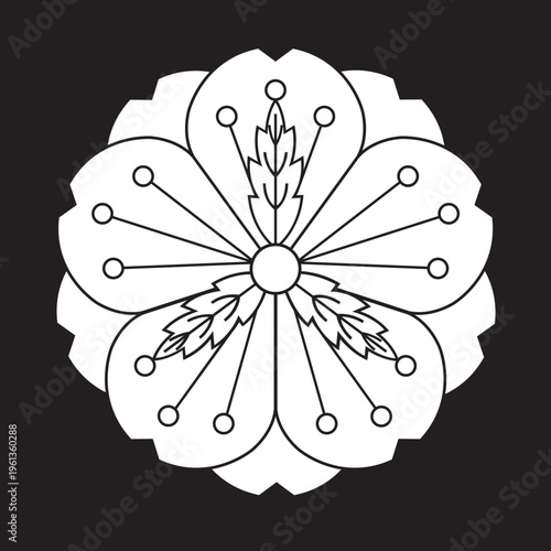 日本の伝統的な家紋「桜紋」のイラストベクターデータ