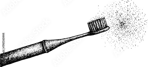 Black and white stippled electric toothbrush with rotating head motion illustration for dental care background and poster design