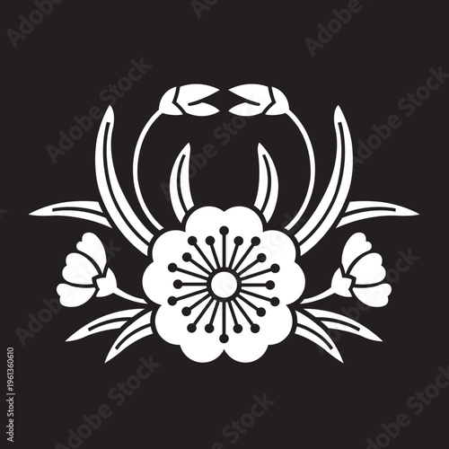 日本の伝統的な家紋「桜紋」のイラストベクターデータ