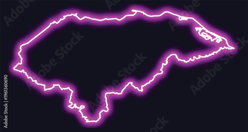 Neon outline map of honduras on dark background honduras map