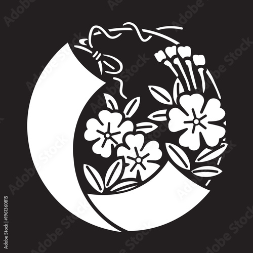 日本の伝統的な家紋「桜紋」のイラストベクターデータ