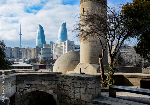 Canvastavla Baku City With Flame Towers View, Azerbaijan