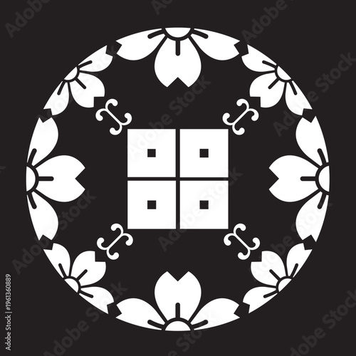 日本の伝統的な家紋「桜紋」のイラストベクターデータ