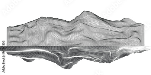 Abstract wireframe terrain background featuring three dimensional mesh wave landscape for modern futuristic technology digital design projects
