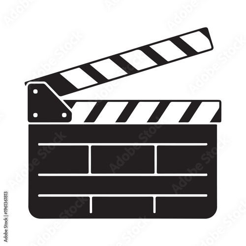 Black and white clapper board vector graphic for film production