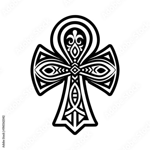 A solid style icon of ankh tattoo