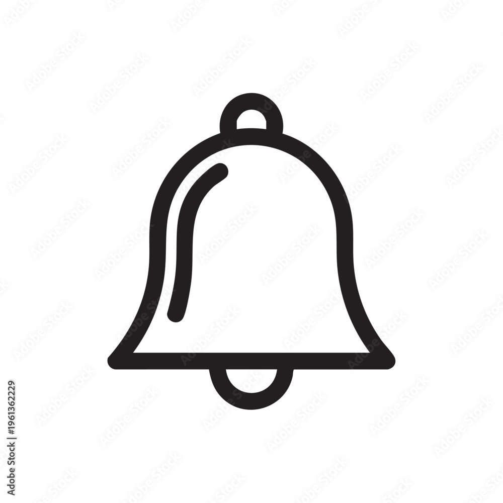 Fototapeta premium Notification bell icon outline with alert symbol