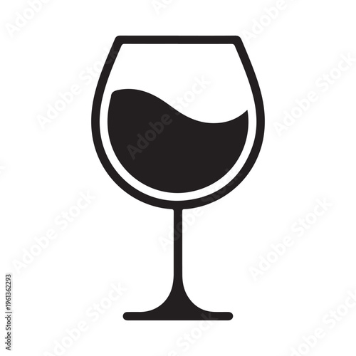 Wine glass filled with red liquid vector graphic illustration design