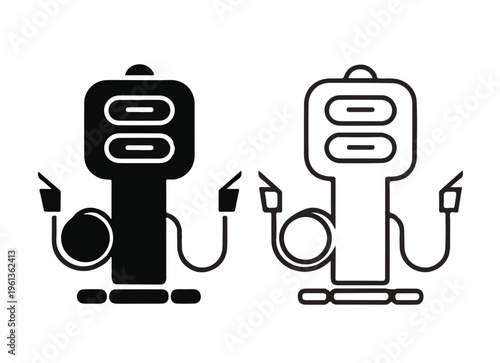 Fuel Pump Icon Set With Nozzle and Hose Illustration for Gas Station and Refueling Concepts
