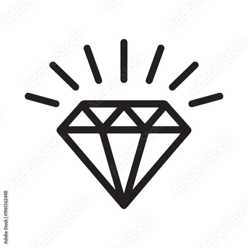 Simple vector graphic illustration of a diamond with sunburst design