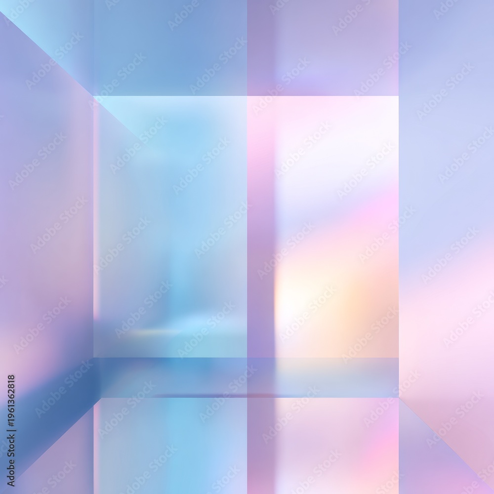 Fototapeta premium Abstract pastel geometric background with soft light and reflections