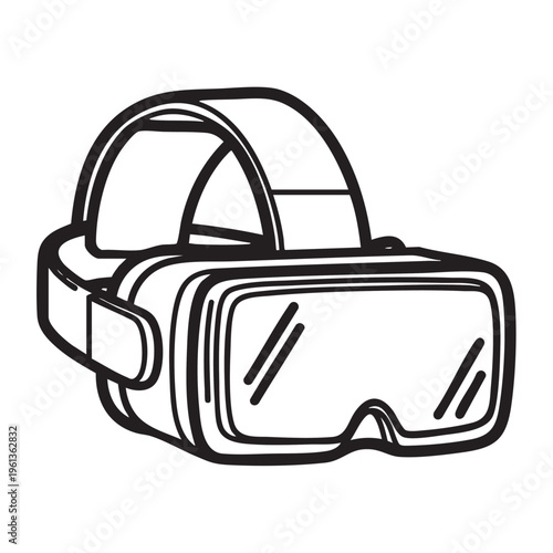 Outline illustration of a mixed reality headset on a white background.