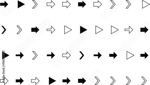 A structured pattern of black and white arrow elements indicating direction on a clean white canvas