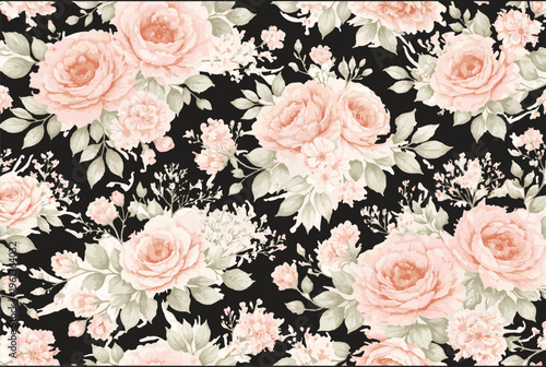 Vintage Floral Seamless Pattern Soft Pastel Elegant Vector