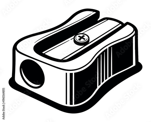 Pencil sharpener illustration, a simple essential school and office supply. A tool for sharpening pencils, preparing for creativity or study
