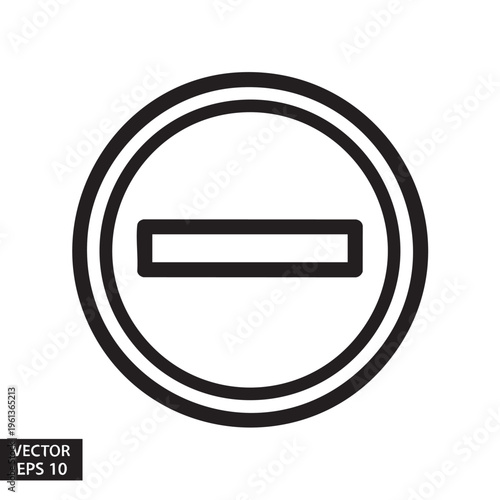 A circular icon with a horizontal line inside indicates no entry or prohibition.