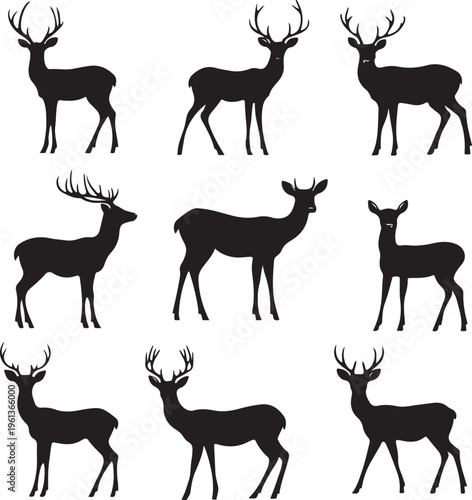 Deer silhouettes in various poses.