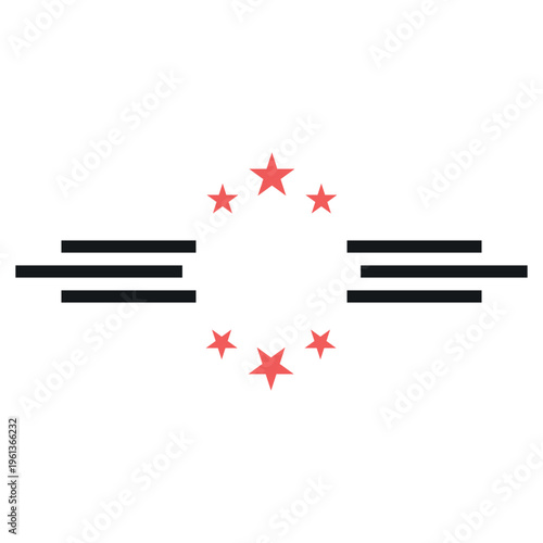 Abstract symmetric geometric emblem with stars and parallel bars minimal