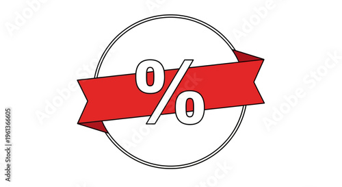 Red Percent Sign Discount Symbol.