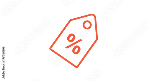 Red percent sign discount label icon.
