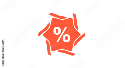 Red Percent Sign Discount Symbol.