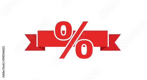 Red Percent Off Discount Symbol Sign.