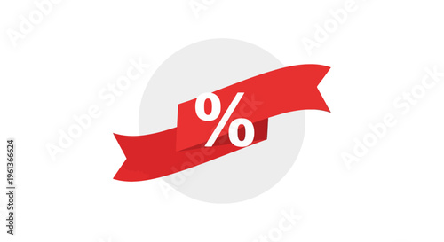 Red Percent Sign Discount Symbol.