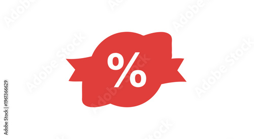 Red Percent Sign Discount Symbol.