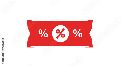 Red Percent Sign Discount Symbol.