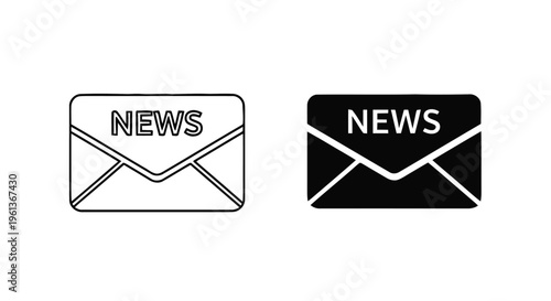 Vector illustration of newsletter icon set, email news sign, vector illustration