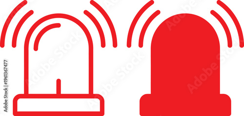 A red graphic illustration of a router and modem with signal waves