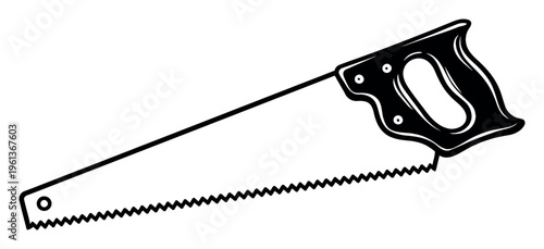 Hand saw with a classic design, featuring a sharp blade and a sturdy handle, representing craftsmanship and DIY work