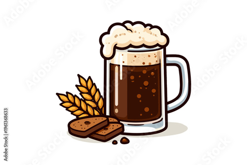 Dark Beer Mug With Wheat