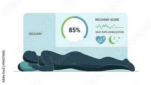 Athlete Silhouette with Circular Recovery Gauge and Stabilization Line
